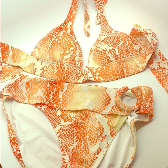 orange snakeskin bikini